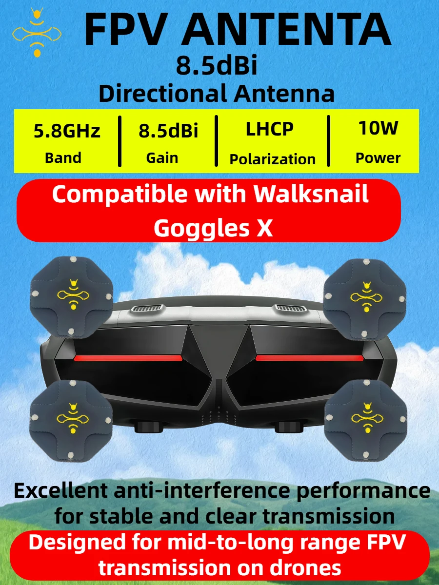 8.5dBi High Gain LHCP 5.8GHz D - Drone Racing Goggles recensione e prezzo