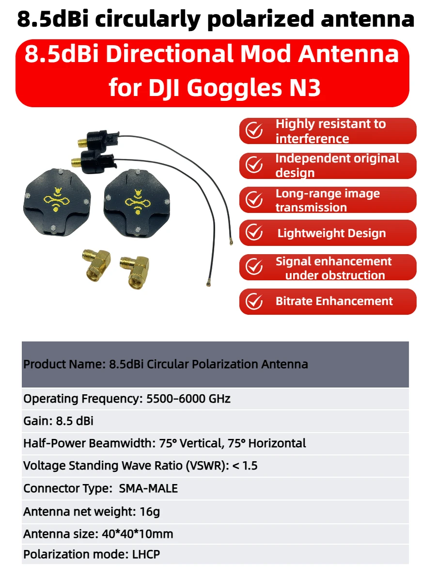 8.5dBi LHCP FPV Patch Antenna  - Drone Racing Goggles recensione e prezzo