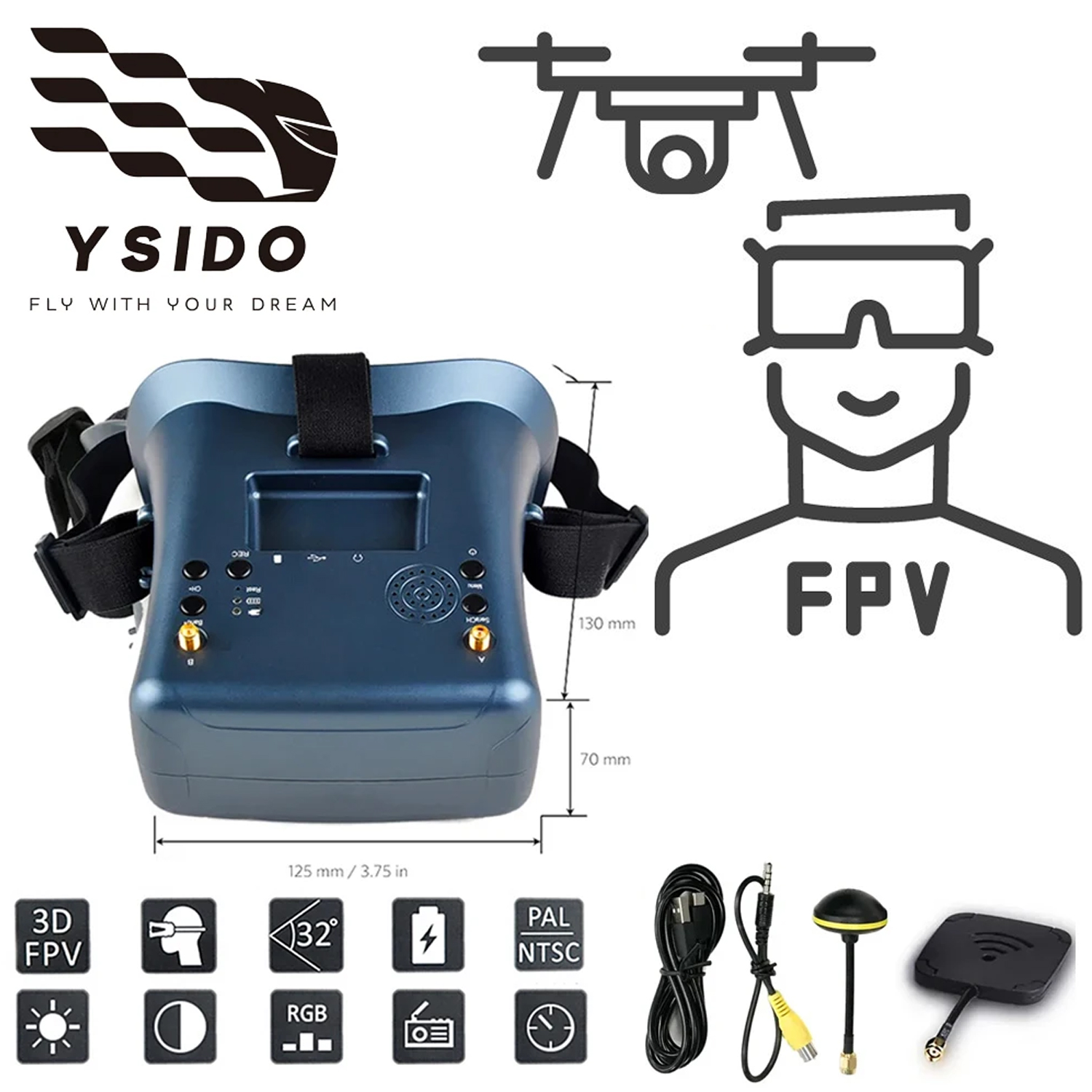 FPV Goggles 008D 5.8G 40CH 4.3 - Drone Racing Goggles recensione e prezzo