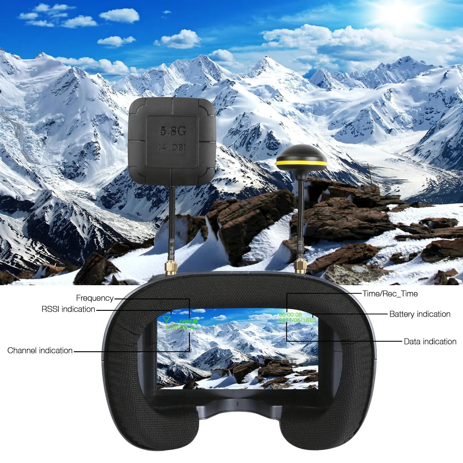 FPV Goggles 008D 5.8G 40CH 4.3 - Drone Racing Goggles recensione e prezzo